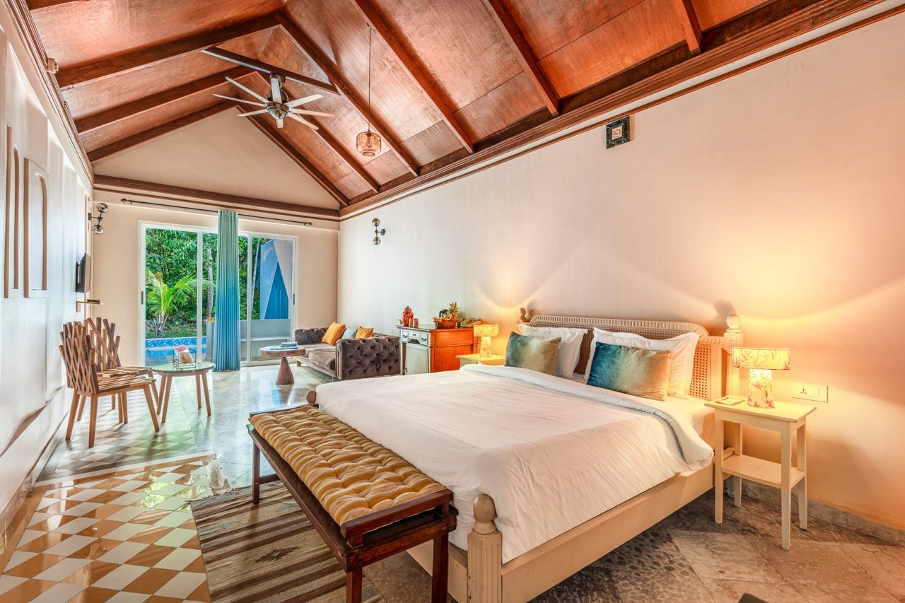 King bedroom in the Pool Suite at Munjoh Ocean Resort, Havelock Island